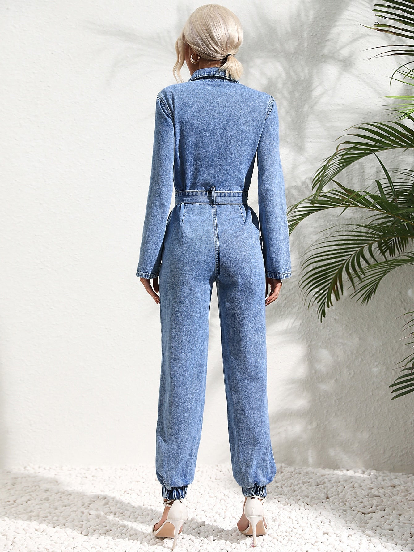 Trendy denim overalls with flap pockets
