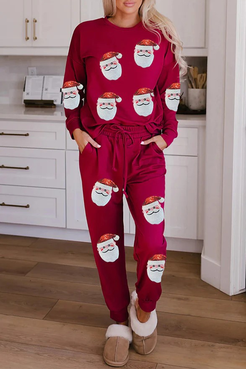 Velina Moda | Casual Party Santa Christmas Tree Candy Sequins Lace O-Neck Long Sleeve Two Pieces (3 Colors)
