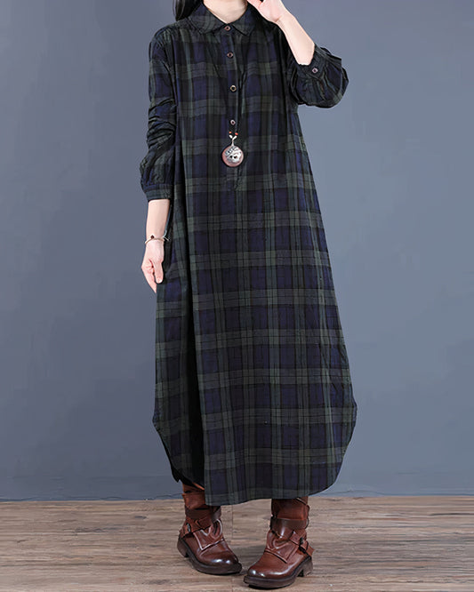 Long plaid shirt dress