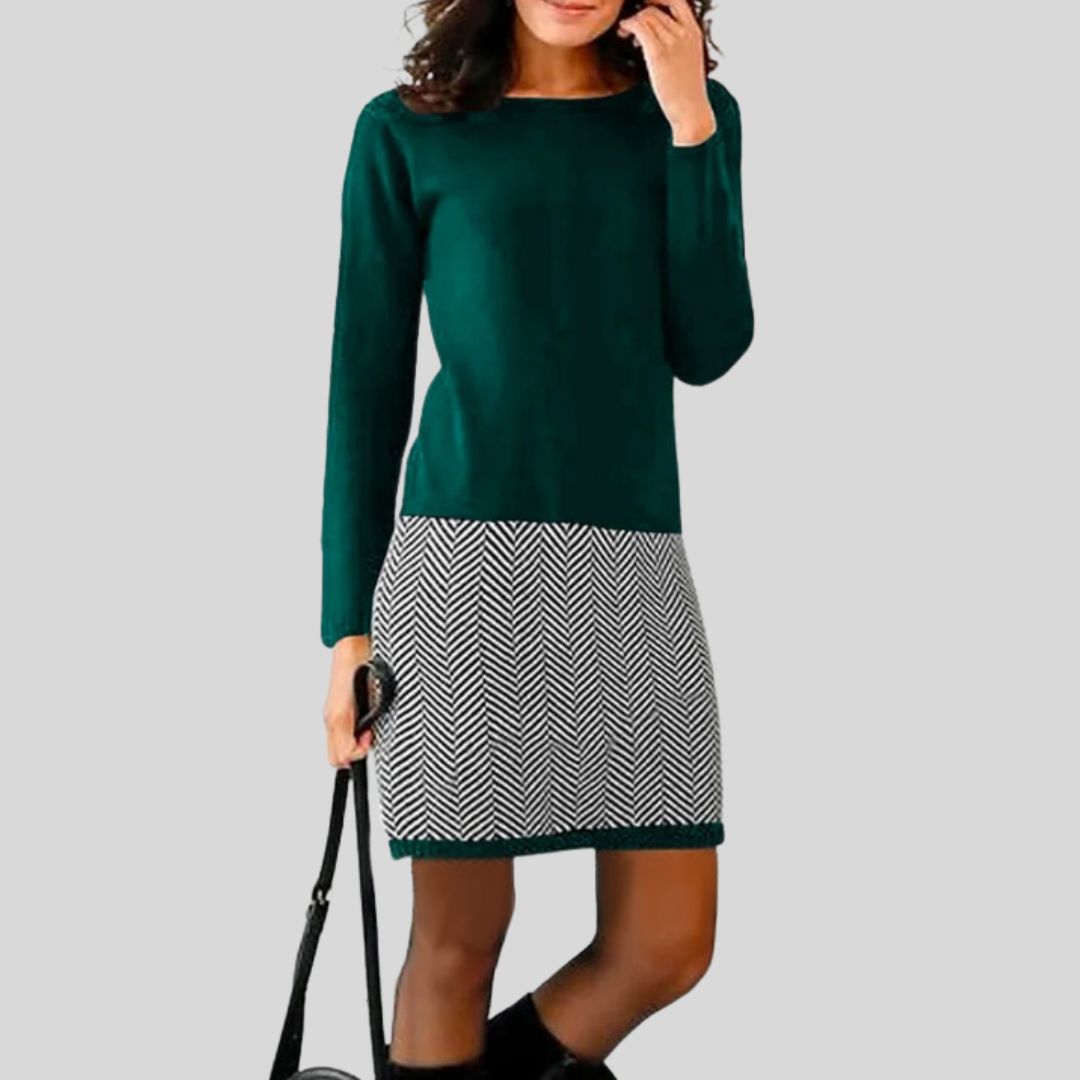 Elegant dress with houndstooth hem