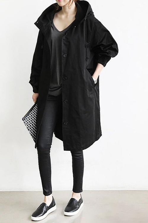 Hooded trench coat for women