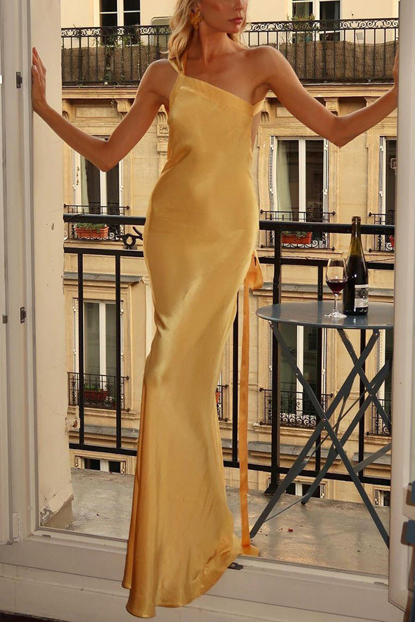 Julieta - Vestido de fiesta ajustado con hombro asimétrico para mujer