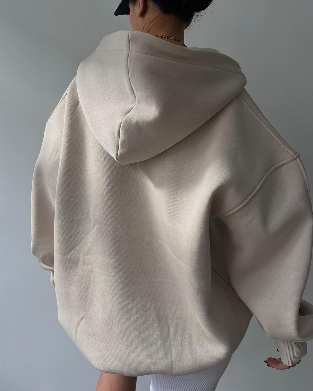 Oversized Winter Sweatshirt with Open Neck and Dropped Shoulders