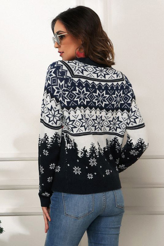 Velina Moda | Snowflake and Truck Print Christmas Sweater