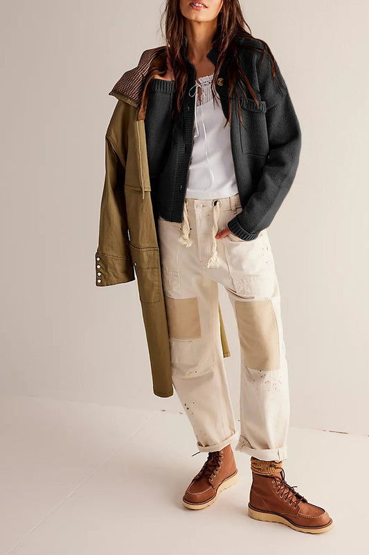 Velina Moda | Jacket Stand Collar Solid Color Cardigan Pullover