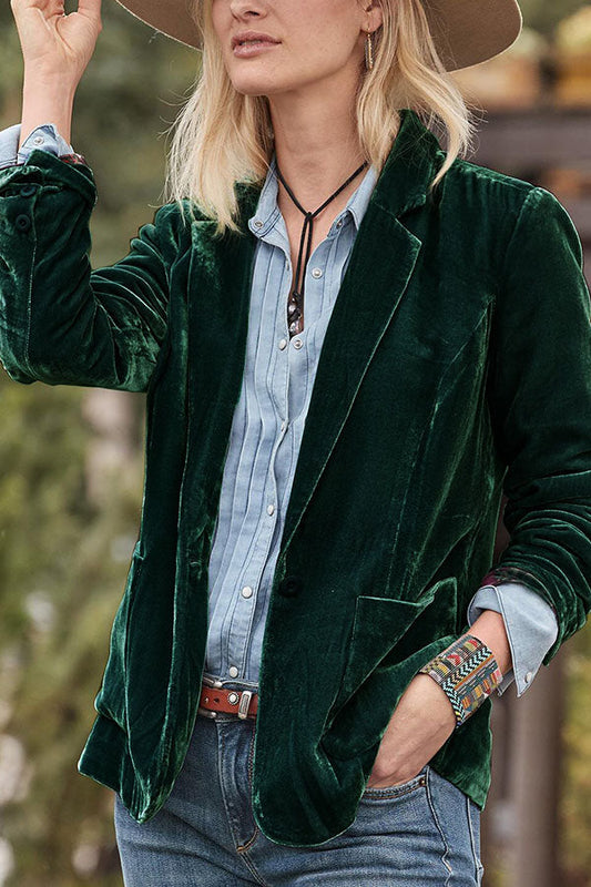 Velina Moda | Velvet Cropped Top Small Blazer
