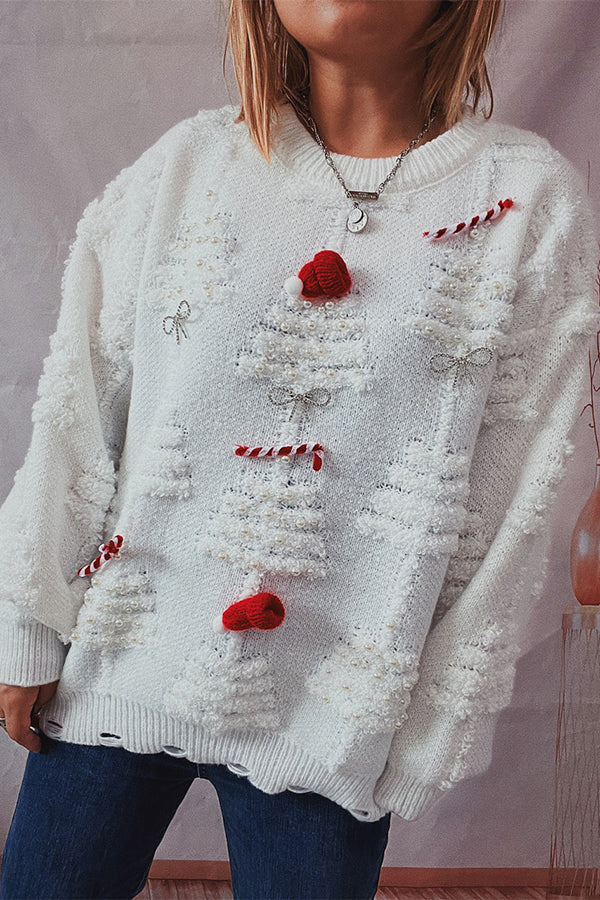 Velina Moda | Christmas Pattern Knitted Round Neck Long Sleeve Sweater