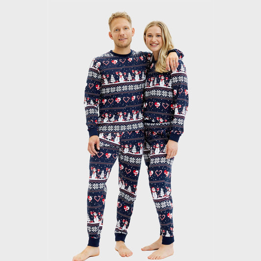Velina Moda | Christmas Heart Christmas Pajamas Navy Men's