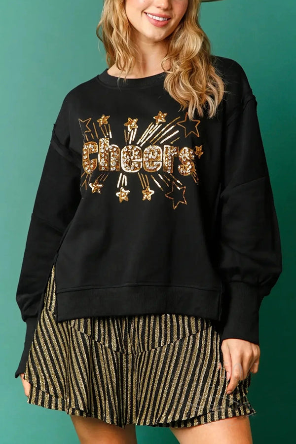 Velina Moda | Christmas Sequins Casual Round Neck Long Sleeve Sweatshirt