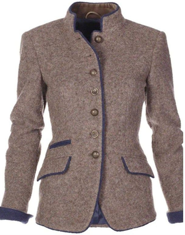 Victoria - Women's fitted wool jacket with high collar