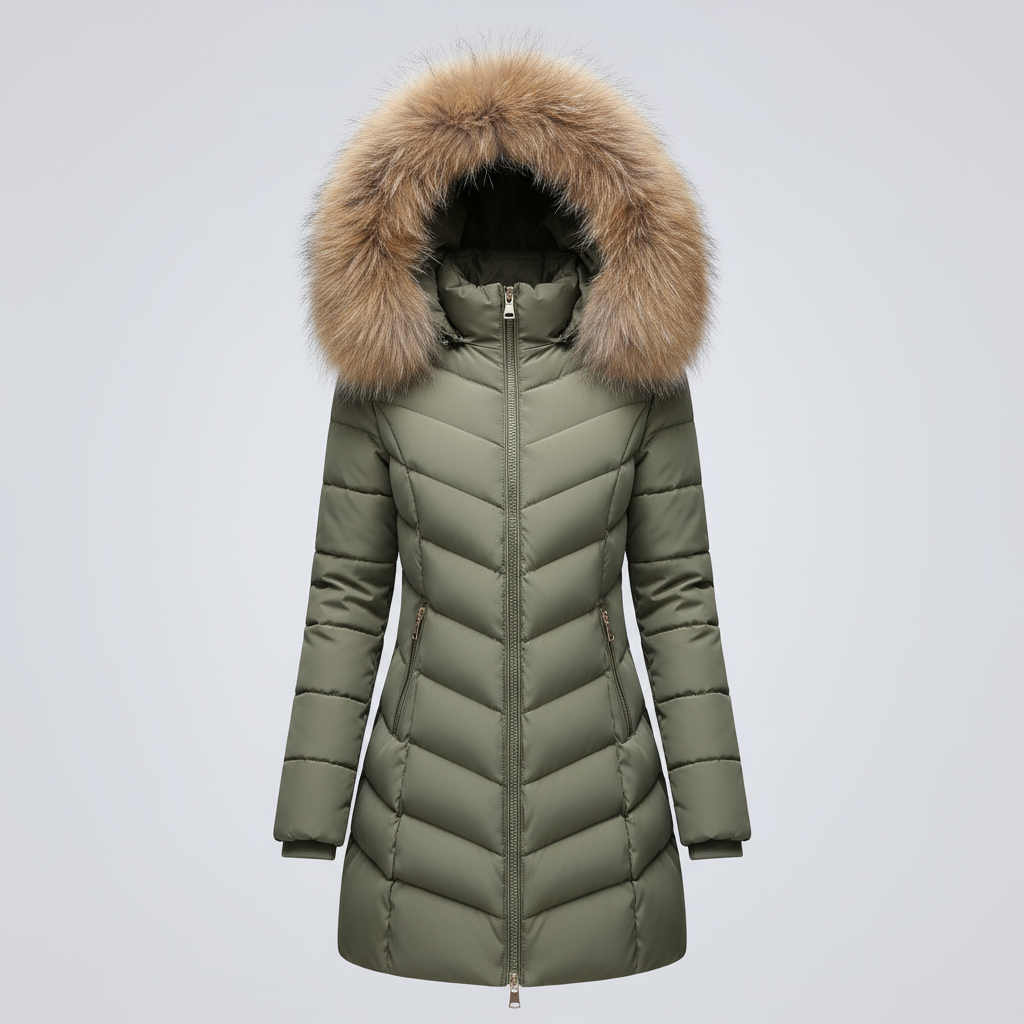 Velina Moda | Down jacket with fur collar - Warm winter jacket