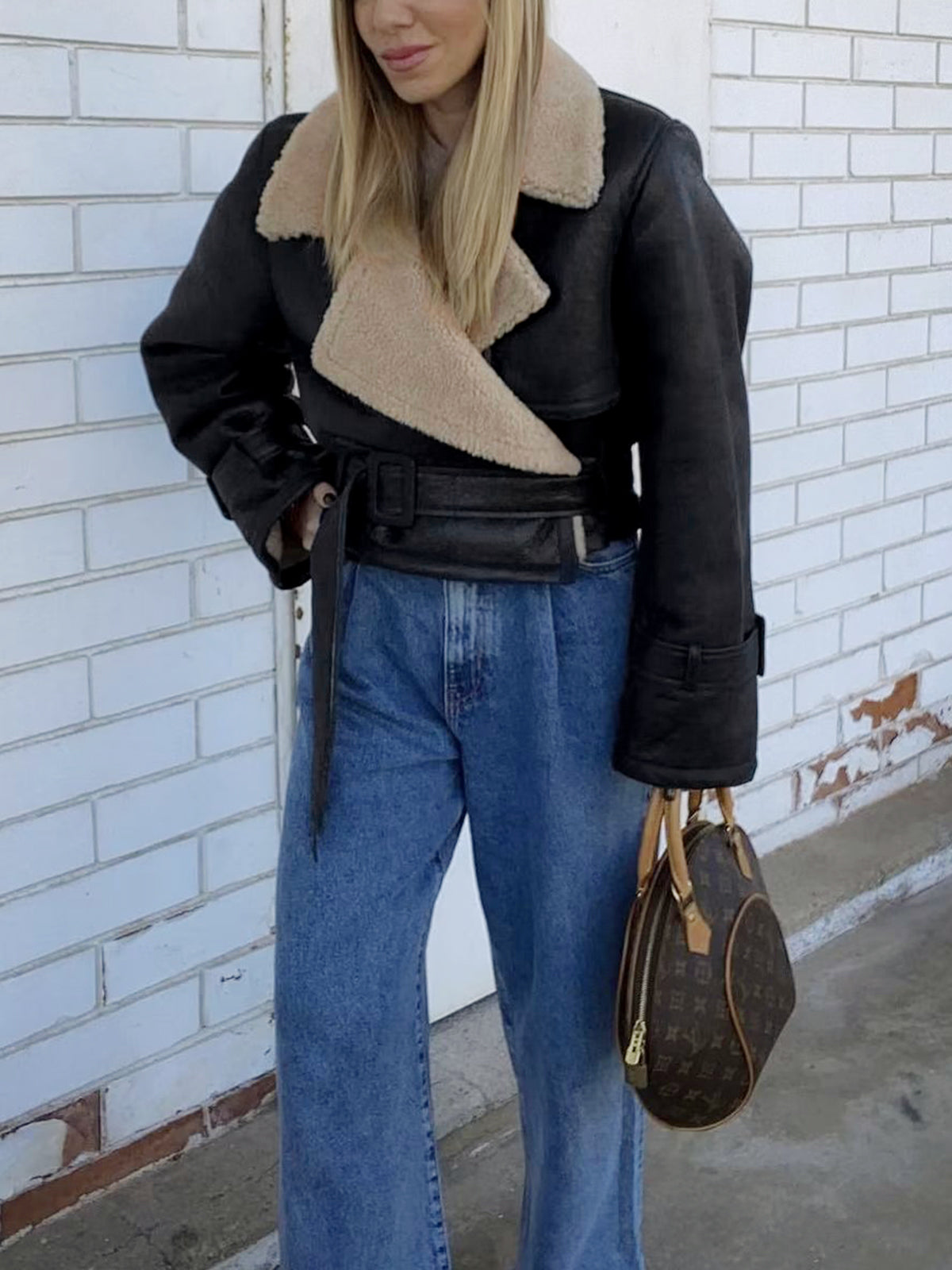 Velina Moda | Blessed Sherpa Lined Lambskin Flight Jacket