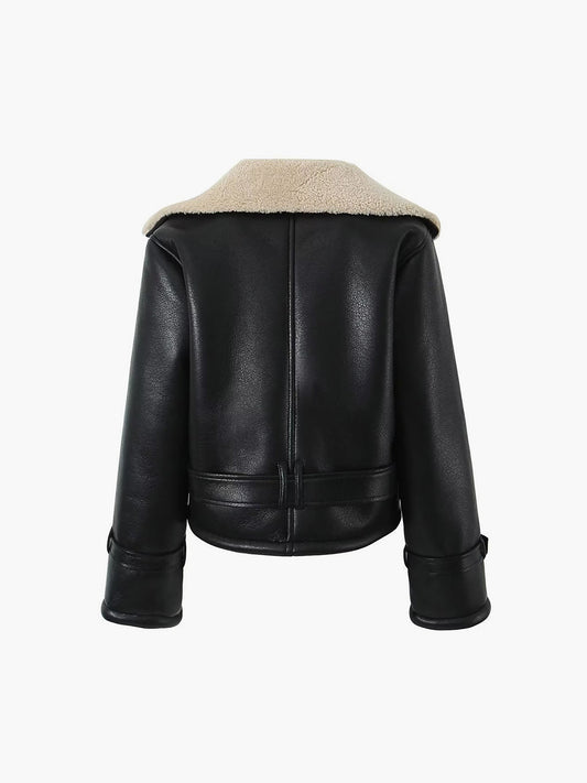 Velina Moda | Blessed Sherpa Lined Lambskin Flight Jacket