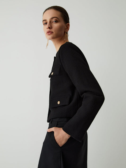 Velina Moda | Button Tweed Jacket