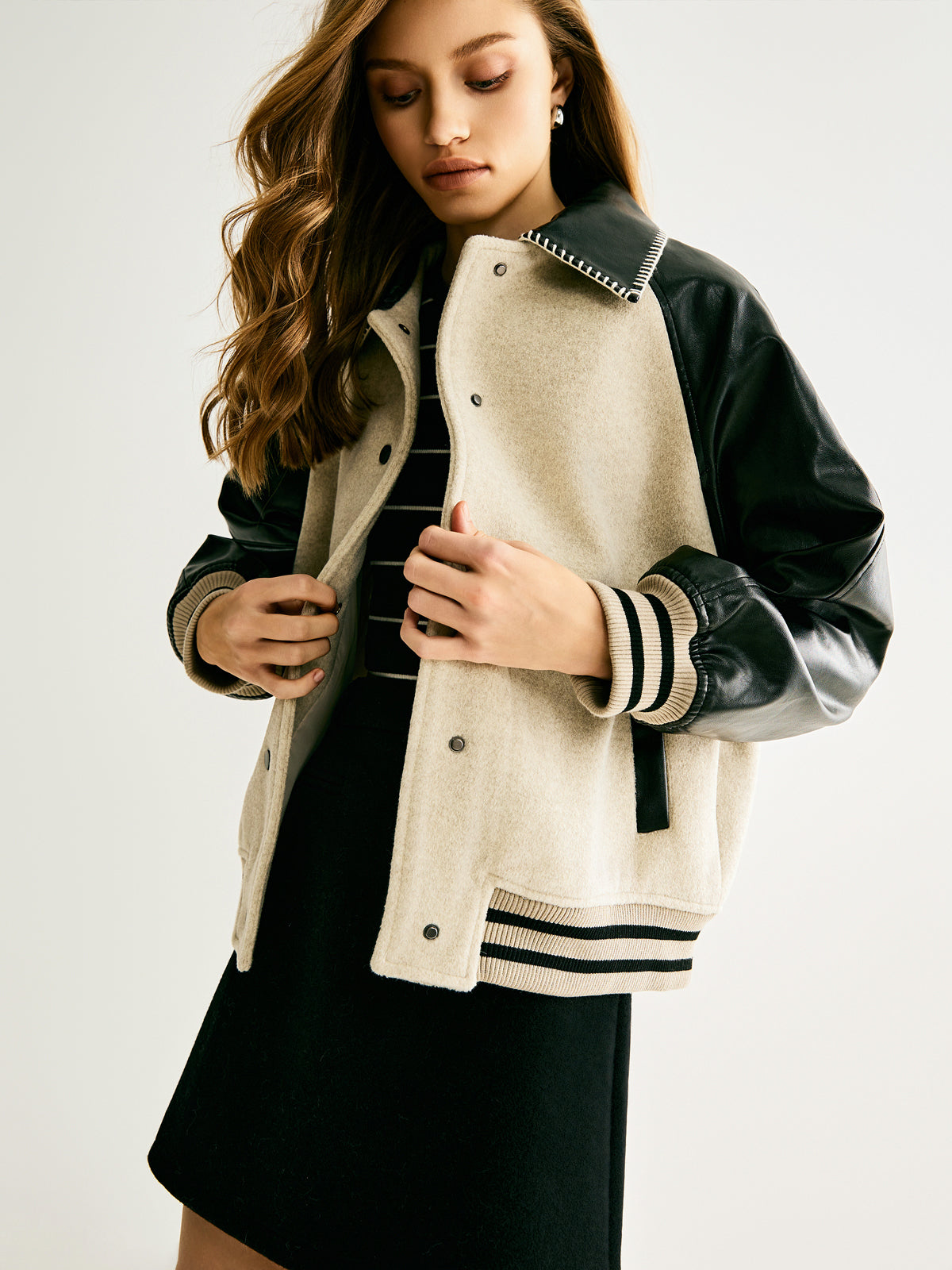 Velina Moda | Wool Blend Panel Jacket