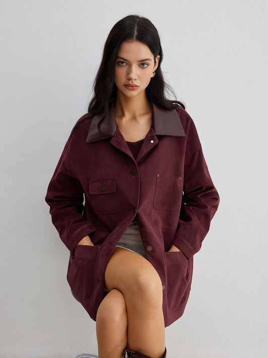 Velina Moda | Contrast Collar Pocket Jacket