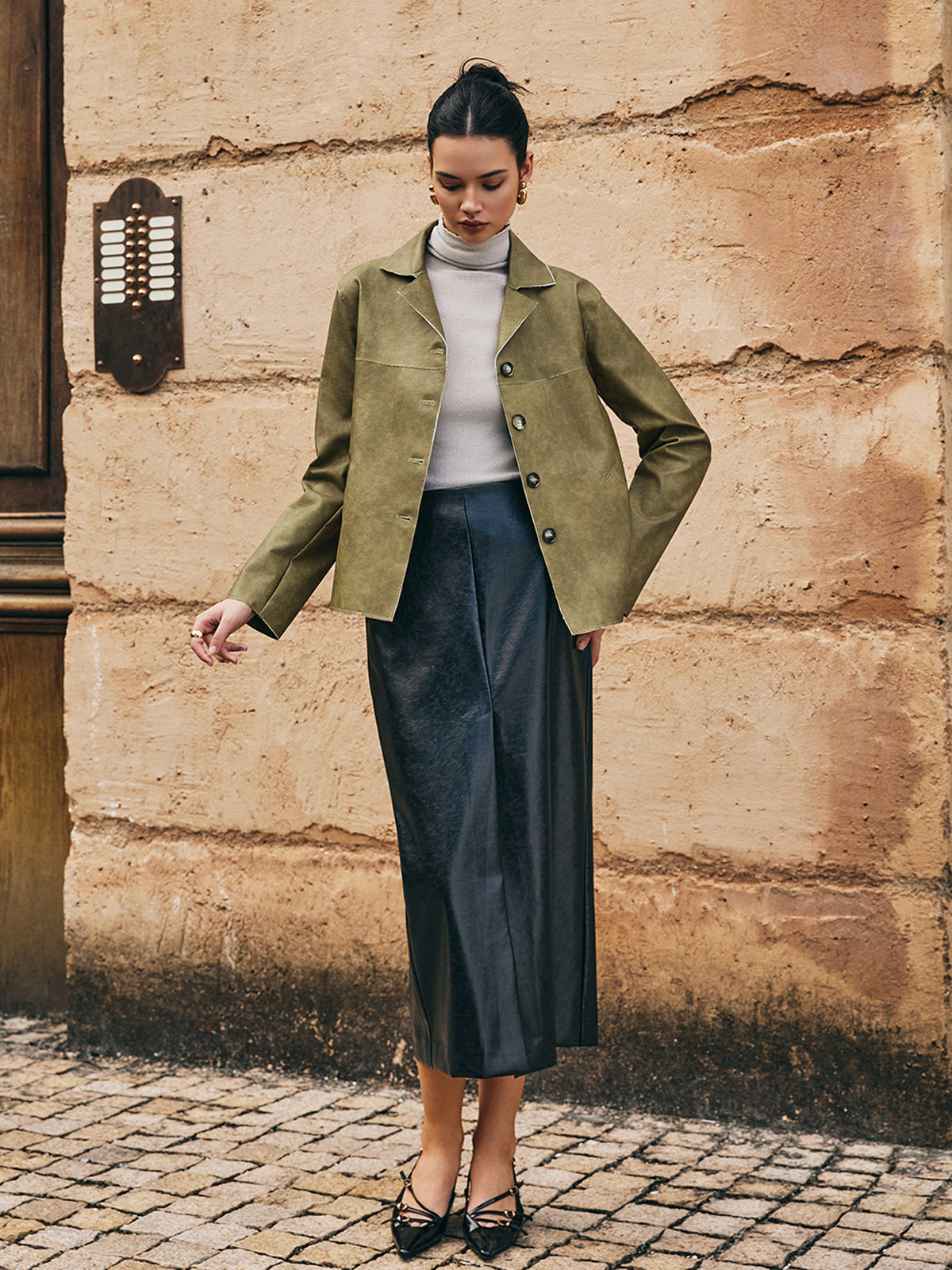 Velina Moda | Pu-Leather Straight Jacket