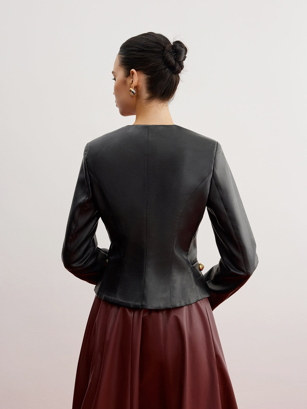 Velina Moda | Faux Leather Slim Jacket