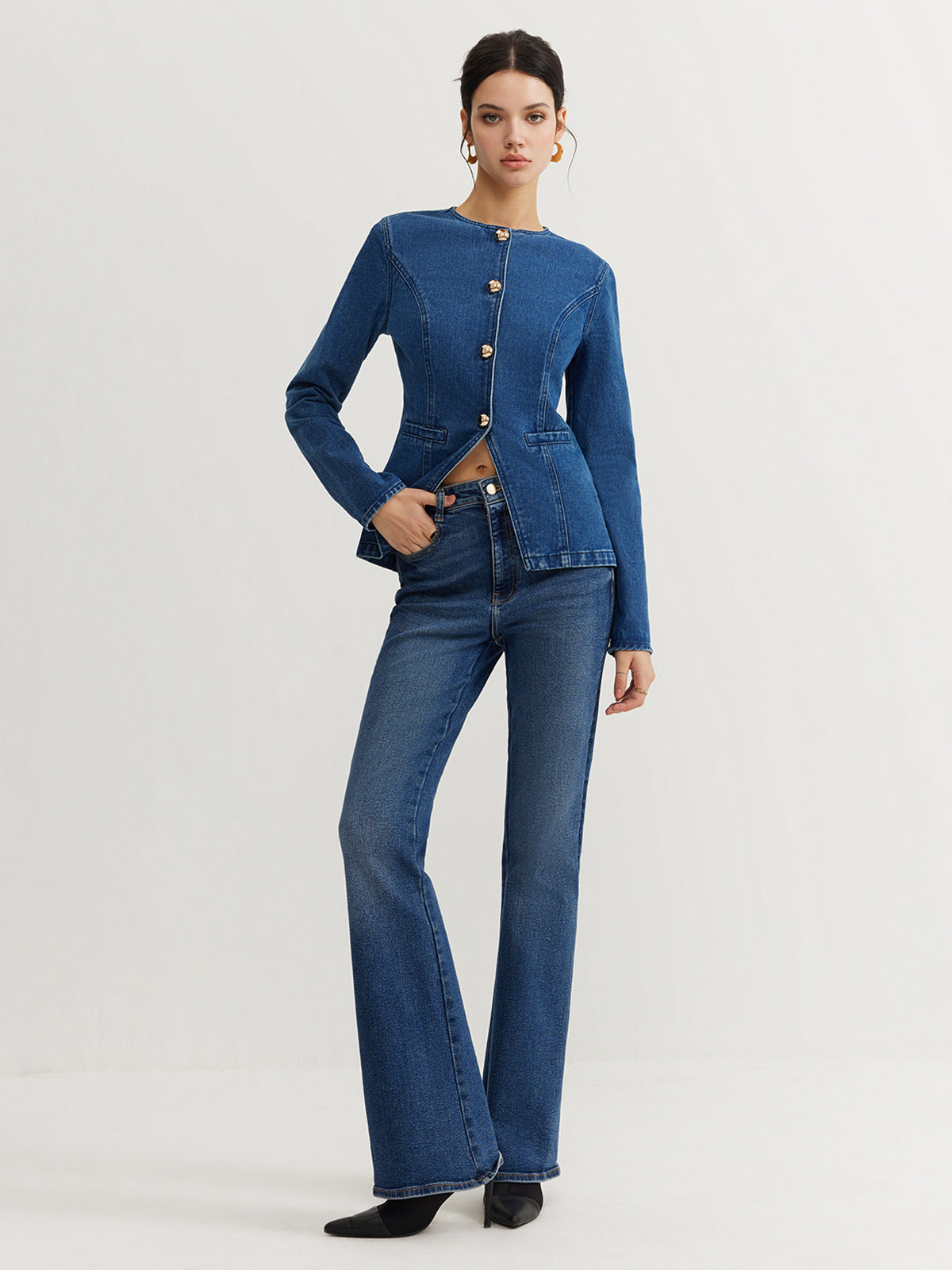 Velina Moda | Down Denim Slim Jacket