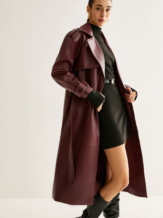 Velina Moda | Pu-Leather Long Jacket