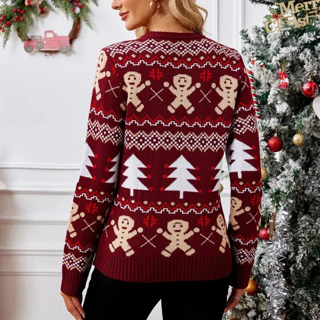 Velina Moda | Christmas Sweater for Women Fake Christmas Sweater with Round Neck