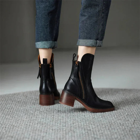 Velina Moda | Ankle Boots with Block Heel Fashionable Shoes