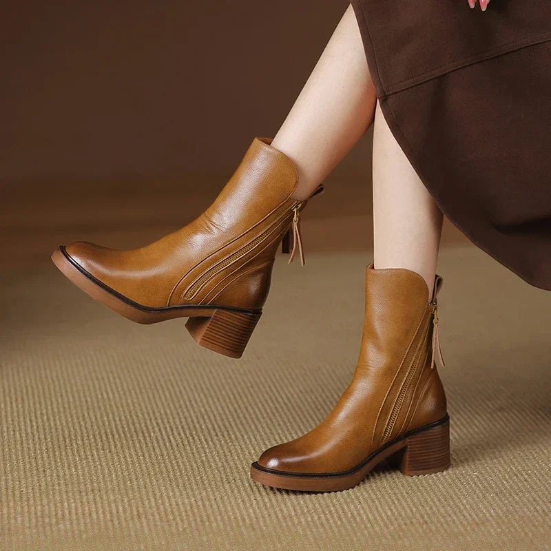 Velina Moda | Ankle Boots with Block Heel Fashionable Shoes