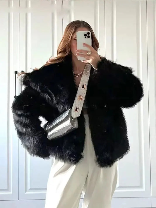 Velina Moda | Women's Coat Winter Long Faux Fur Coat