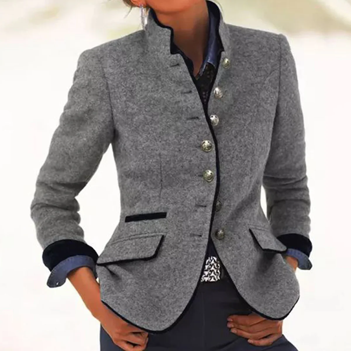 Velina Moda | High Collar Women's Winter Jacket Padded Long Fit