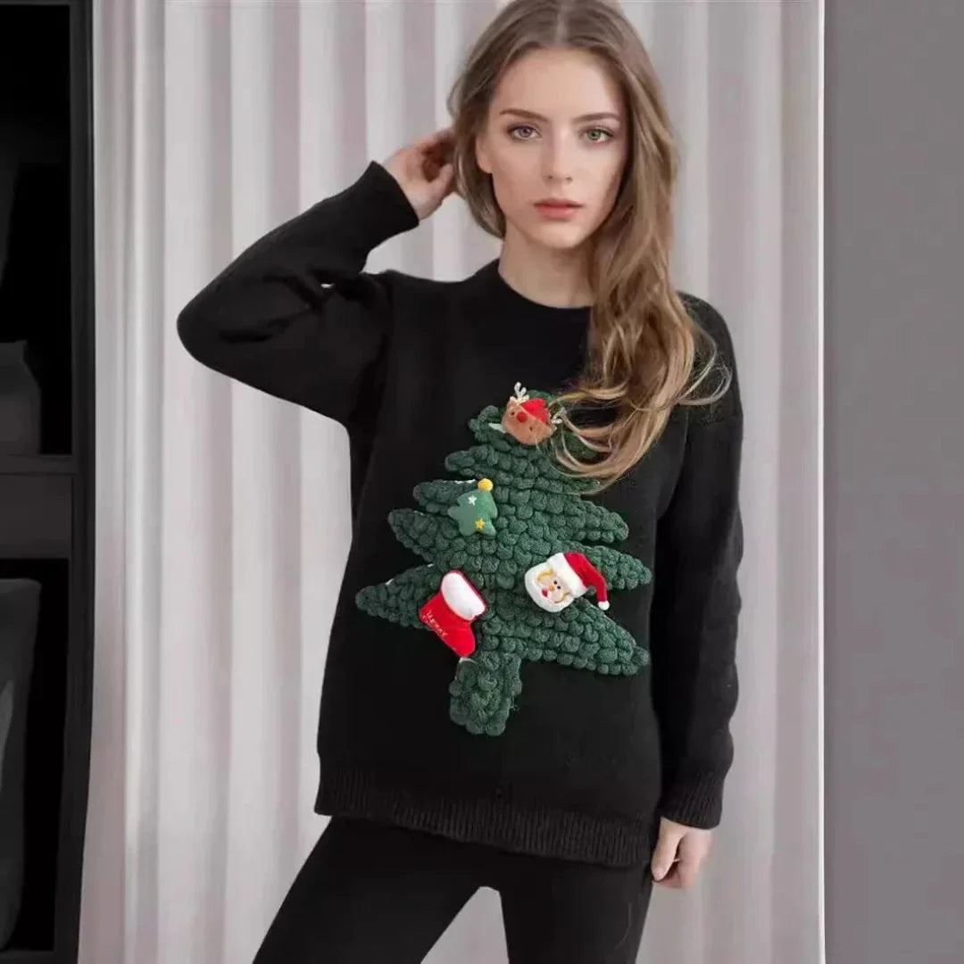 Velina Moda | Christmas Tree Sweater with 3D Christmas Tree Women's Fashion Christmas Sweater