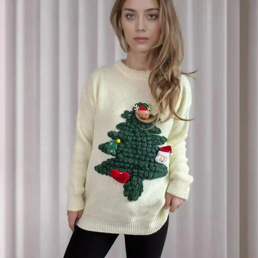 Velina Moda | Christmas Tree Sweater with 3D Christmas Tree Women's Fashion Christmas Sweater