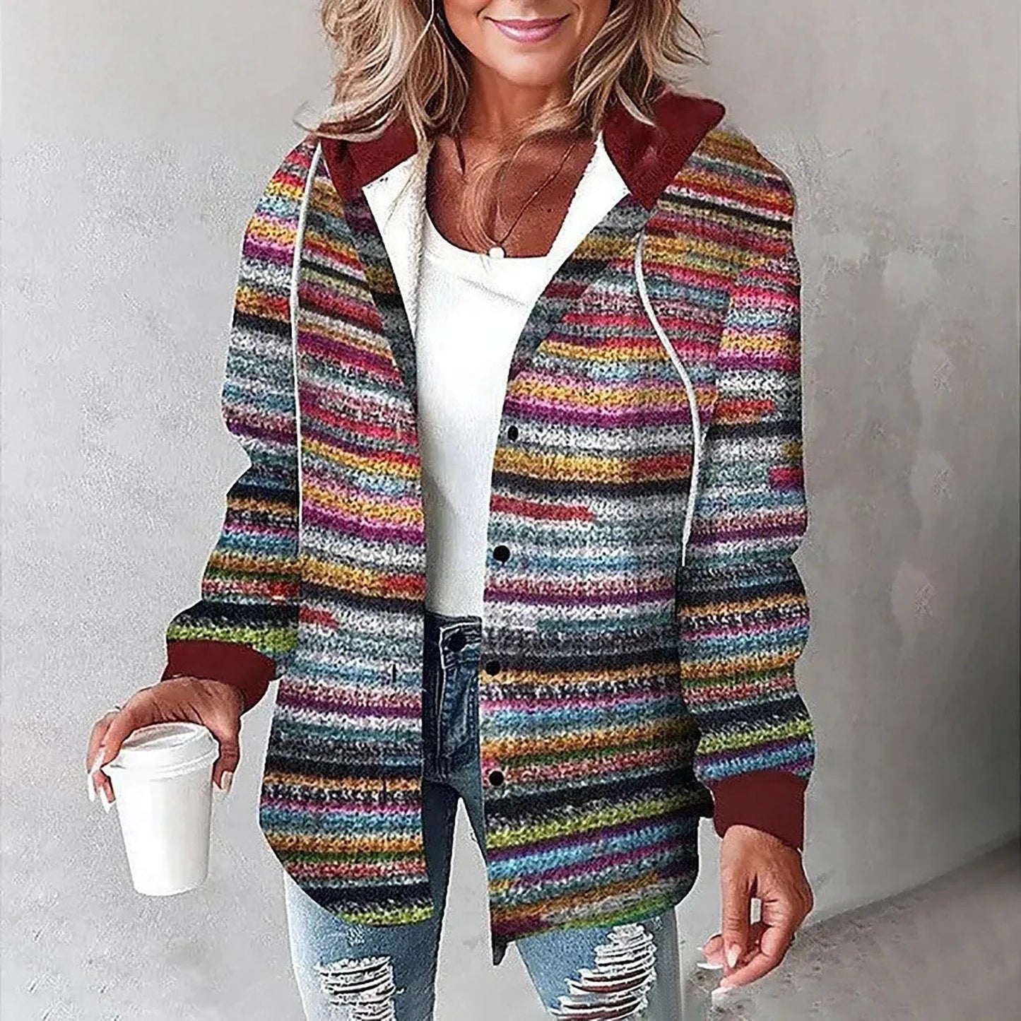Velina Moda | Blouse jacket with hoodie - Women's fashion