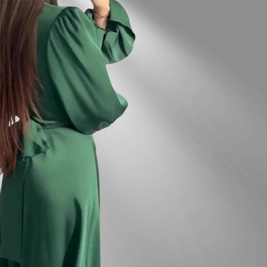 The soft silk dress with long sleeves