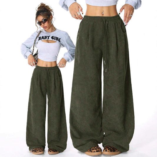 Velina Moda | Women's Wide Cordura Pants with Elastic Waistband