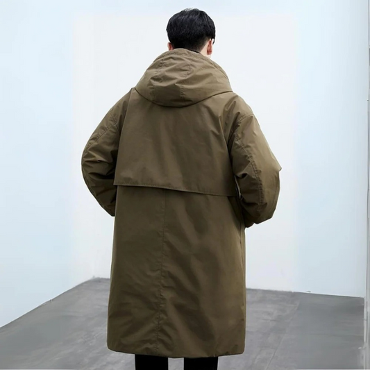 Velina Moda | Puffer Trench Coat with Hood Long Waterproof Jacket