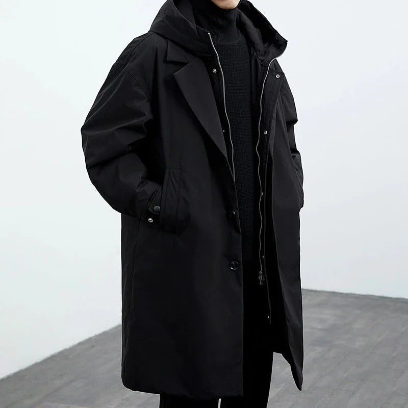 Velina Moda | Puffer Trench Coat with Hood Long Waterproof Jacket