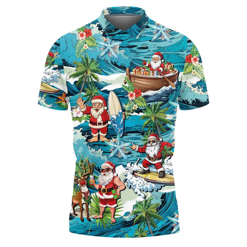 Velina Moda | Santa Claus Polo Shirt - Stylish men's polo shirt with festive design and comfortable fit