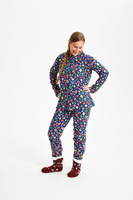 Velina Moda | Crazy Christmas Pajama Flannel Blue Women