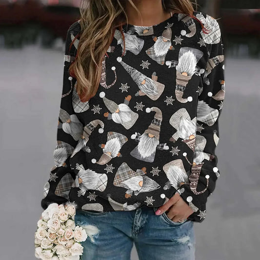 Velina Moda | Sweatshirt with Santa print - Comfortable 3D Christmas sweater for the holidays