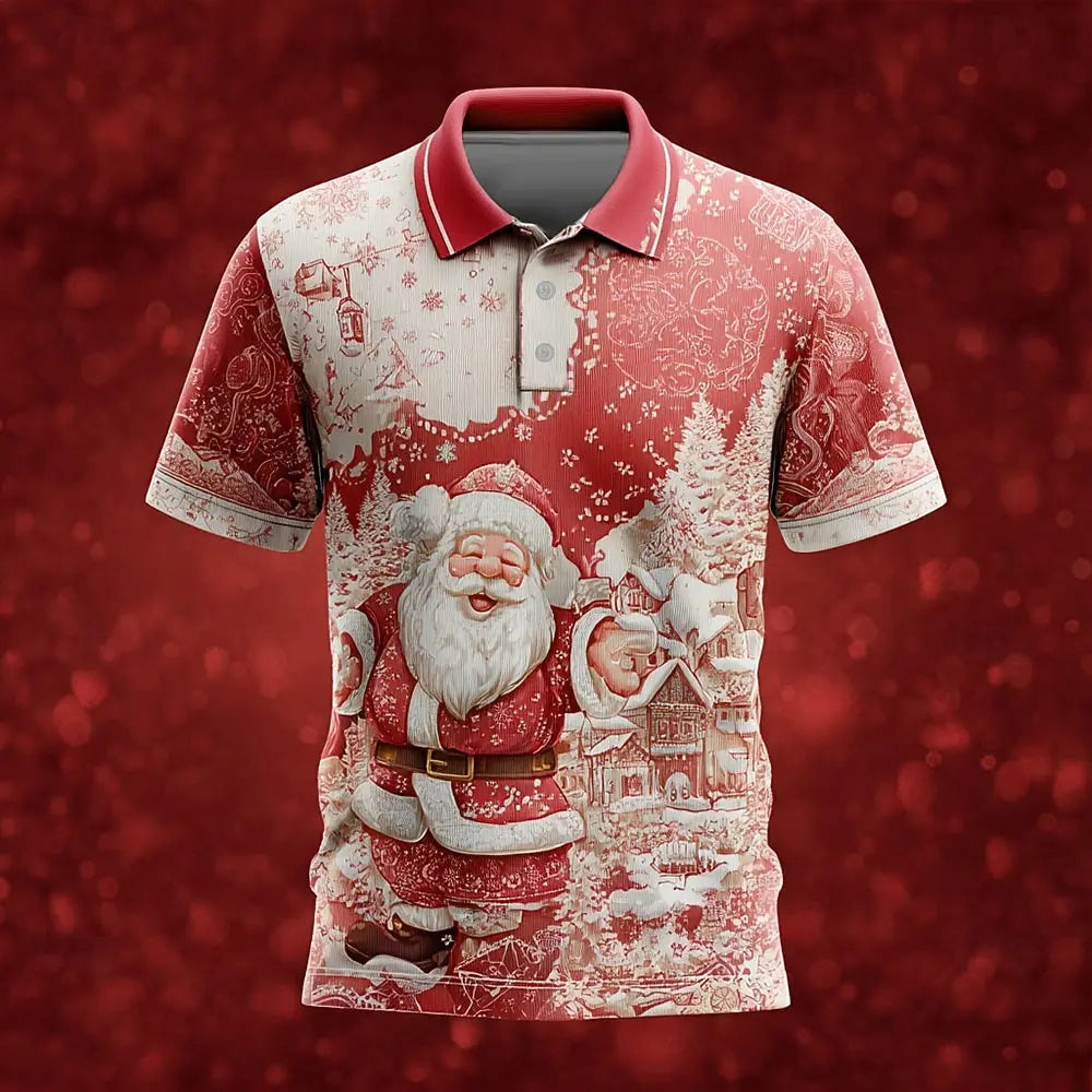 Velina Moda | Santa Polo for Men - Comfortable & Eye-Catching Shirt with Christmas Print