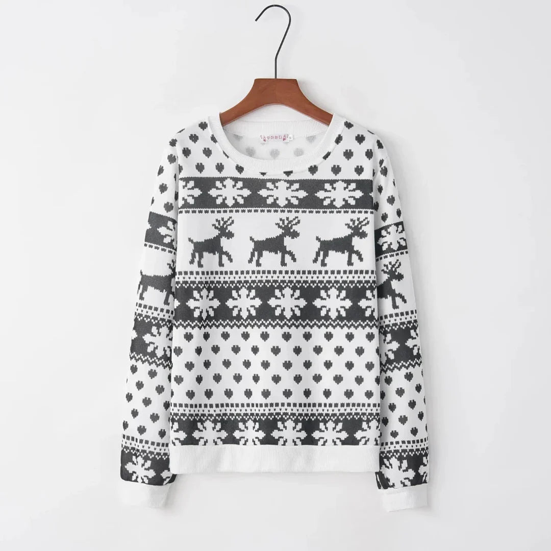 Velina Moda | With Reindeers Ladies Sweater Knitted For Winter