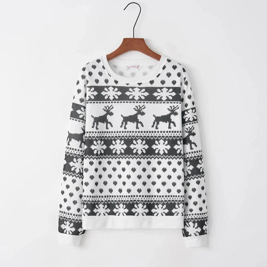 Velina Moda | With Reindeers Ladies Sweater Knitted For Winter