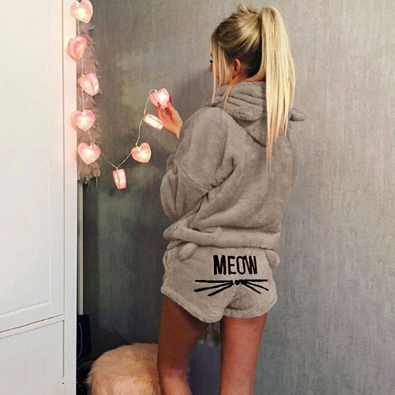 Velina Moda | Fleece Lounge Pajama Set Women with Hood