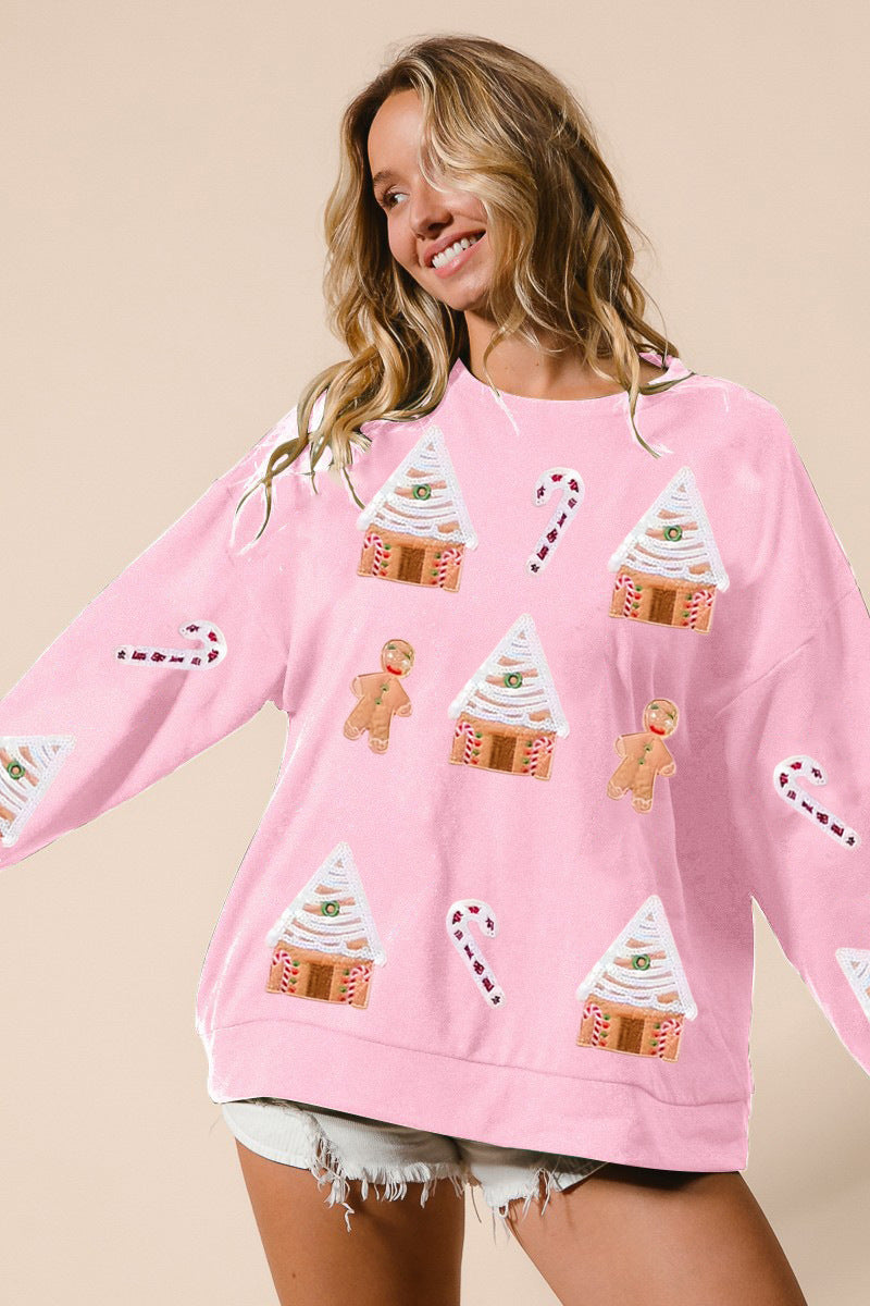 Velina Moda | Sequin Gingerbread Man Christmas Top