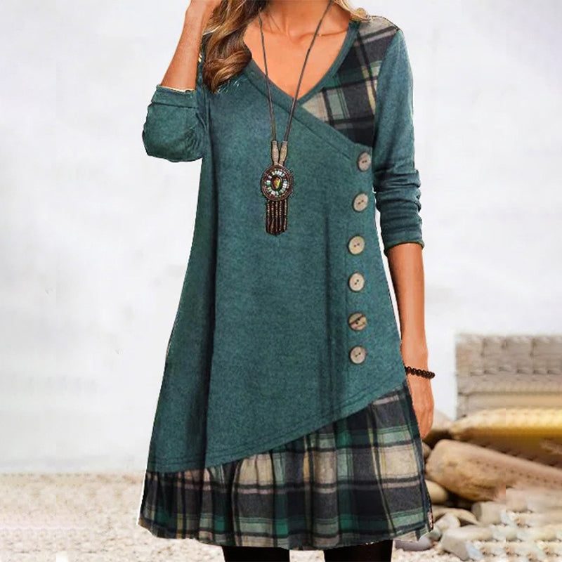 Long-sleeved plaid dress