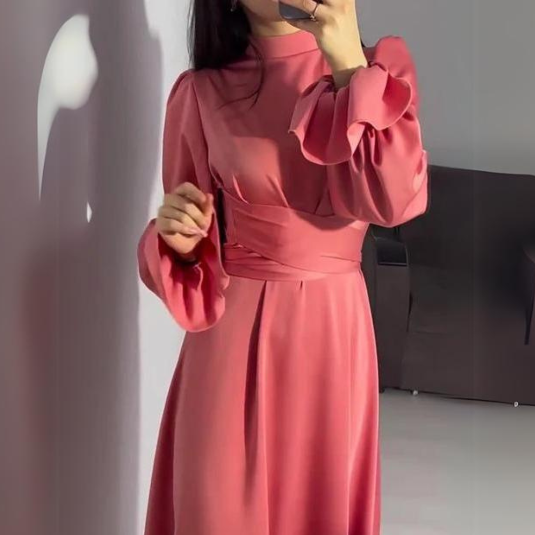 The soft silk dress with long sleeves