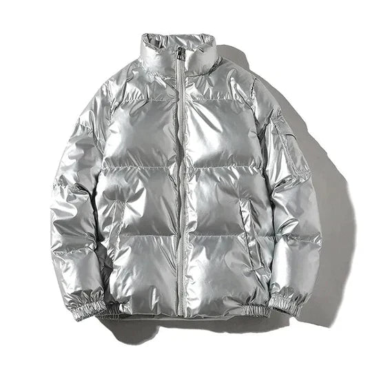 Velina Moda | Windproof metallic winter puffer jacket