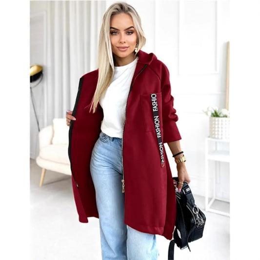 Velina Moda | Fleece Hoodie Jacket - Women's Winter Jacket