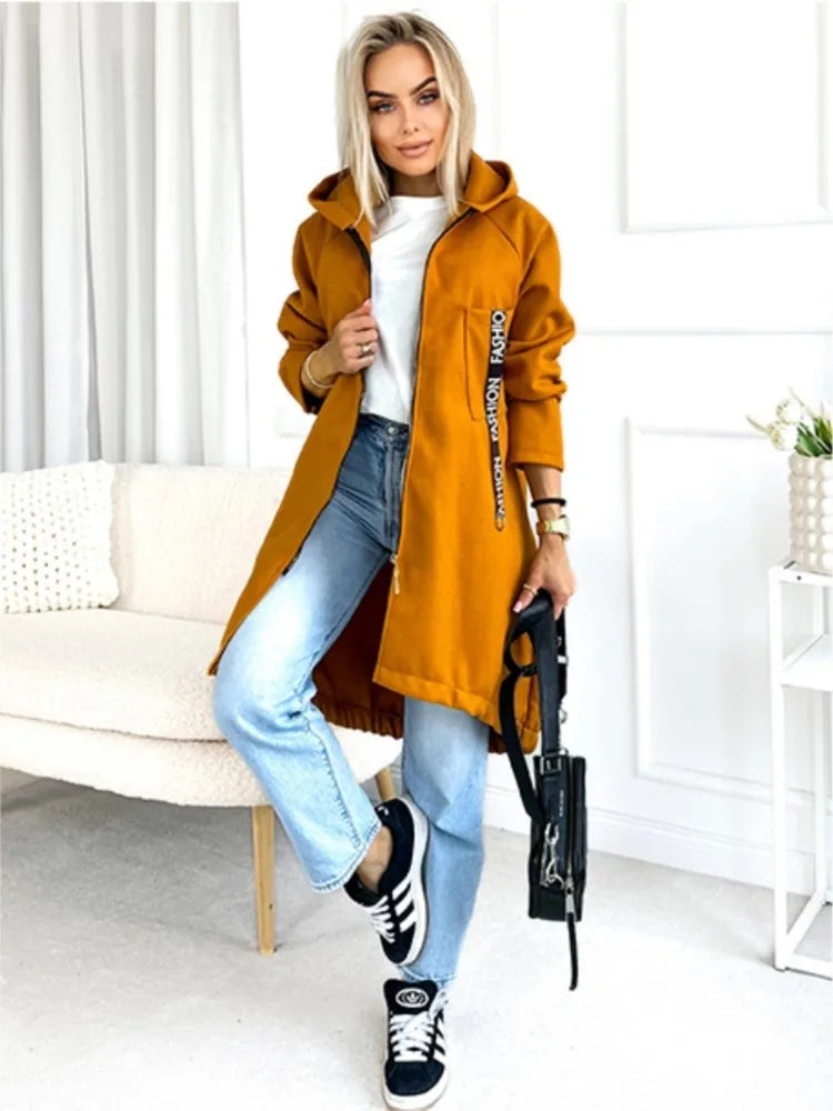 Velina Moda | Fleece Hoodie Jacket - Women's Winter Jacket