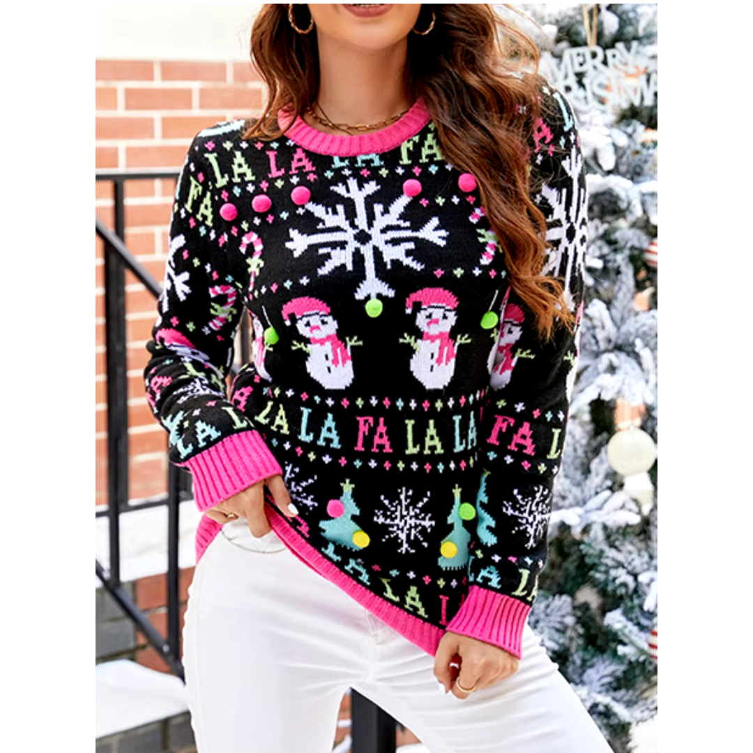 Velina Moda | Fake Christmas Sweater Women Knitted Long Sleeves
